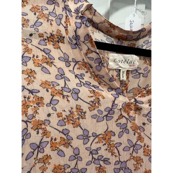 Cotelac Long Sleeve Sheer Printed Floral Blouse Size 3(XL) - Picture 3 of 5